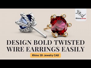 How to Model Twisted Wire Earrings with Bezel Setting in Rhino 3D #518
