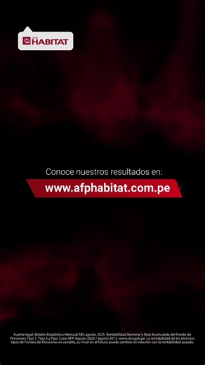 🏁 En AFP Habitat corremos la carrera más importante: la de tu futuro. Con el mejor equipo de expertos, una estrategia sólida y nuestro consistente liderazgo en rentabilidad, seguimos en primer lugar. Porque en el Grand Prix de la Rentabilidad, el gran ganador siempre eres tú. 🚀 ¡Tu futuro es nuestro trabajo diario! (*) Fuente legal: Boletín Estadístico Mensual SBS agosto 2025. Rentabilidad Nominal y Real acumulada del Fondo de Pensiones Tipo 1, Tipo 2 y Tipo 3 por AFP. Agosto 2025 / agosto 201