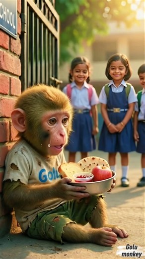 Golu Monkey Was Crying Alone,Until This Happened. #cute #monkey #cartoon