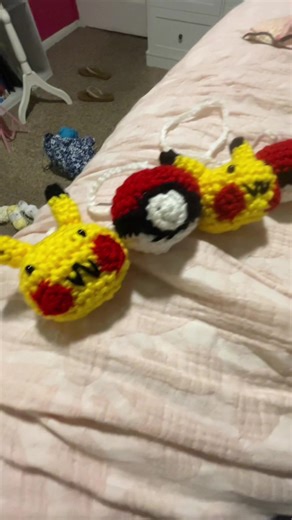 Just finished up these cute pokemon car hangers. They will be perfect for my upcoming market or for any Pokemon fan who wants to purchase now on my Etsy at LMTCrochetStudio#pokemon#pikachu#pokeball#car#charm