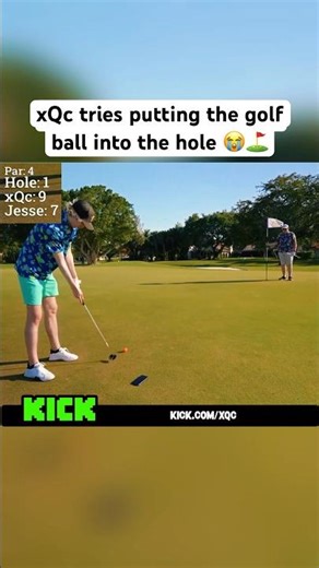 xQc Tries PUTTING Golf Ball Into HOLE 😭 #xqc #golf #putting