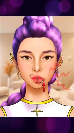 ASMR Lips Ring Cleaning Clinic 👄💍 | Lip Ring Piercing Care Animation | Satisfying Cleaning ASMR