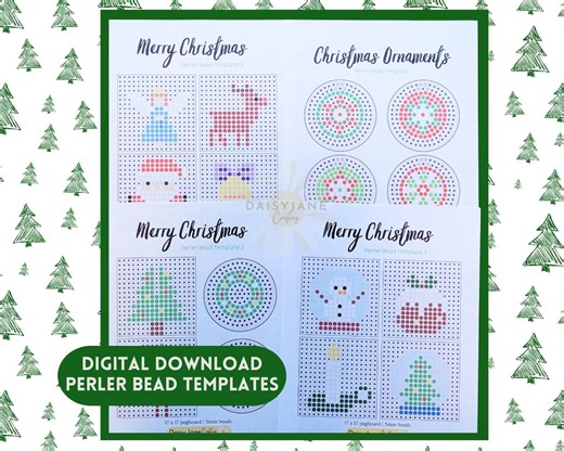 Christmas Perler Bead Patterns | Ornaments, Crafts for Kids (PDF Download) - Etsy