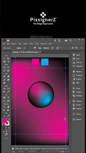 2D Neon Gradient Design Tutorial | Modern Geometric Poster in Photoshop #pixsignerz