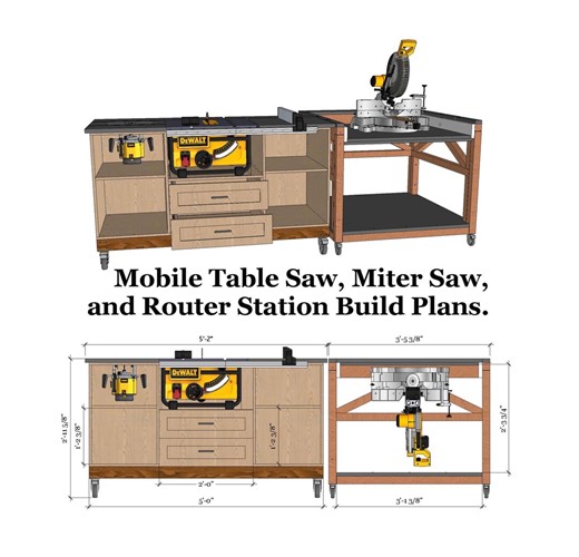 Mobile Flip Top Workbench Build Plans: Miter Saw, Router & Table Saw (PDF) - Etsy