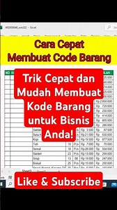 Trik Cepat dan Mudah Membuat Kode Barang untuk Bisnis Anda! #tutorialexcel #trending #education