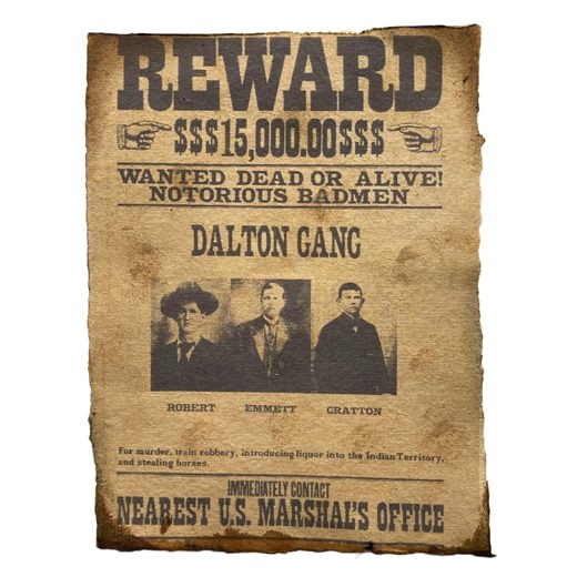 Wanted Poster - Vintage Style Western Print Wild West Dalton Gang Reward Poster - Etsy