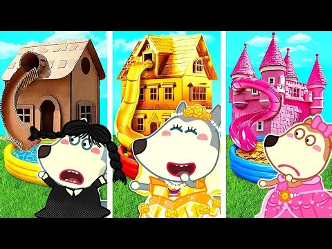 Cardboard House vs Gold House vs Pink Castle!💖Wolfoo New Episodes 2025 | Wolfoo CandyToons