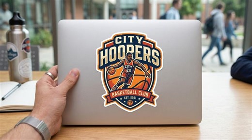 City Hoopers Basketball Sticker Basketball Club Logo Decal Athlete Sports Fan Sticker for Laptop Water Bottle Journal Varsity Sports Gear
