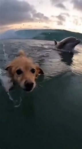Dolphin Carries Puppy to Safety