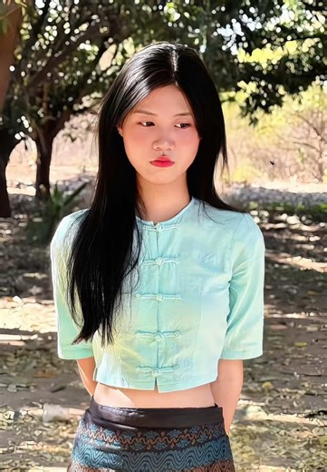 Mint Blouse with Dark Pattern Skirt: Soft Autumn Aesthetic