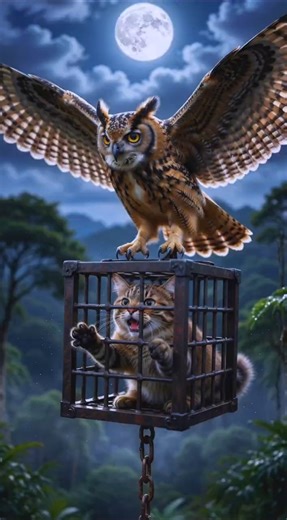 Owl Teaches a Lesson to a Cat #shorts #aivideo