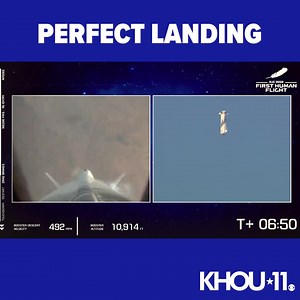 Blue Origin's first manned space launch this morning was a success! Not only did the team bring Jeff Bezos and his crew back home safely— the rocket boosters also had a perfect landing! LIVE BLOG: https://bit.ly/3rkMh9a | KHOU 11 News