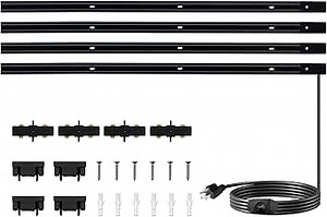Black Extra Long H Type Track Lighting Rails Kit with Dimmer Switch for Large Areas 19.7FT Track Lighting System Single Circuit 3-Wire-1 H Track Rail with 4 I Connectors, Made of Aluminum