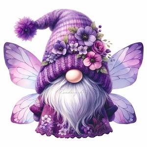 Purple Gnome Clipart, Gnome Clipart, Gnome Png, Watercolor Cute Gnome, Purple Flowers, Sublimation Design, Gnome Images, Digital Download - Etsy