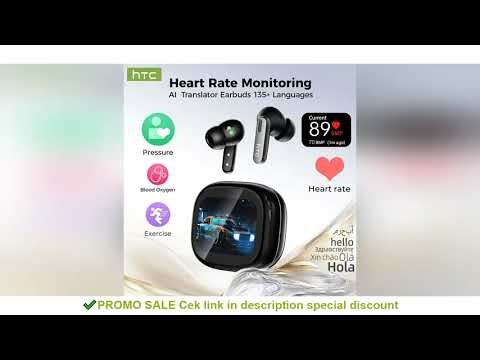 HTC NE46 Sports Wireless Bluetooth Headphones with Heart Rate Monitor LED Touchscreen Noise Reductio