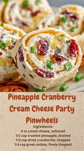 Pineapple Cranberry Cream Cheese Party Pinwheels | Cakecrafted Recipes