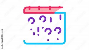 Calendar With Question Icon Animation. color Calendar With Question animated icon on white background