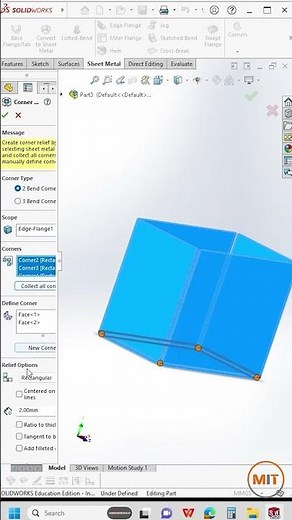 How To Apply Corner Relief In Solidworks | Sheet Metal Model