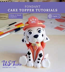 Cake Topper Tutorial - Fondant Firefighter Dog Cartoon. E-book, Video, Template. Kids Birthday Cake With Dalmatian Puppy - Etsy