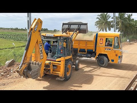JCB 3DX Loader vs Backhoe Loading Gravel in Tipper for Railway Road Making | jcb video