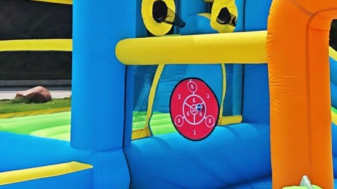 Bounce House Water Slide, 10 in 1 Inflatable Water Slide for Kids, Water Park with Blower, Water Gun, Jumping, Circle,Climbing Wall, Basketball Hoop, Blow Up Water Slides Backyard Outdoor Indoor
