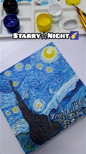 Starry Night Painting ✨🌌 | Relaxing Art Process | Acrylic Painting #art #starrynightvibes #shorts