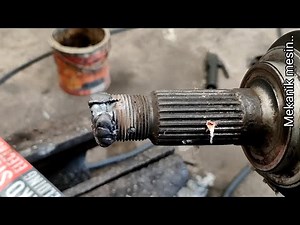Extending the threaded drive shaft CV joint by welding and lathe