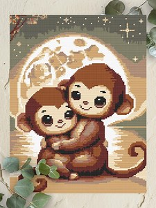 Cross Stitch Pattern "cute Little Monkey" DIY Gift Embroidery "monkey" Electronic Cross Stitch in PDF Format - Etsy