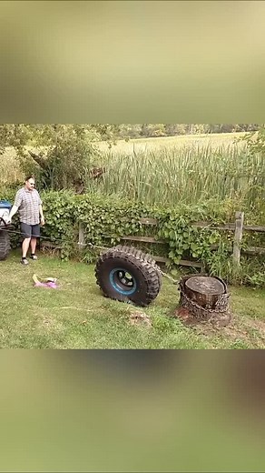 Inside Science on Instagram: "Tree stump Vs Torque... How do you pull out a stubborn tree stump without brute force or expensive machines? By using smart physics! In this video, a large tractor wheel is turned into a winch that applies gradual torque to rip the stump from the ground. Instead of speed, it's controlled tension and leverage that gets the job done. This method takes advantage of rotational force — as the wheel turns, it pulls the chain wrapped around the stump with increasing torque