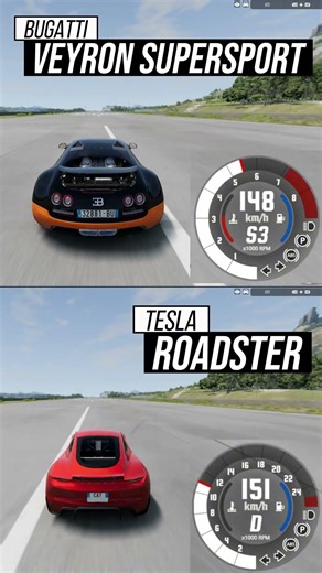 🔥 Tesla Roadster vs Bugatti Veyron Super Sport 🔥 #carcomparison #beamngdrive