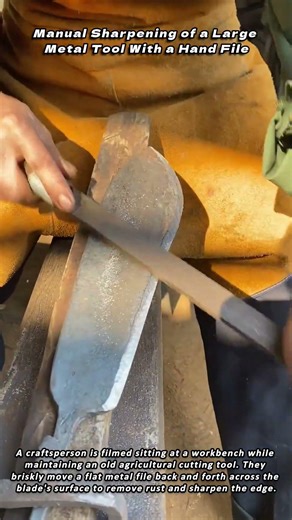 Manual Sharpening of a Large Metal Tool With a Hand File