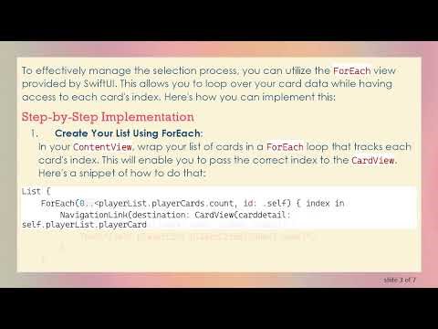 How to Manage Selection in SwiftUI Lists: A Guide for New Developers