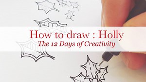 The 12 Days of Creativity : ONE : How to draw Holly. Here’s my quick little guide to drawing Holly, my favourite festive foliage! Once you have mastered the technique you can use it to add sprigs of holly to lots of things to give them an instant Christmas cheer; Envelopes, place settings, party invites… You’ll be putting your new holly drawing skills to good work in Day 2 of the 12 Days of Creativity, ‘How to Draw a Christmas Garland’. Keep an eye out for it on my website and social media chann