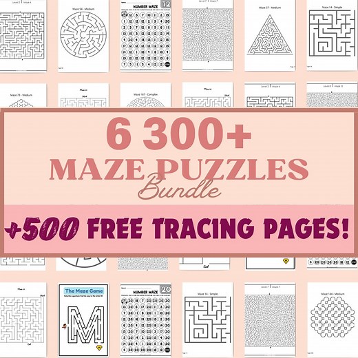 6300 Maze Puzzles, Different Difficulty Levels, Preschool Printables, Kindergarten Prints, Maze Puzzles for Kids, Home School Worksheets - Etsy