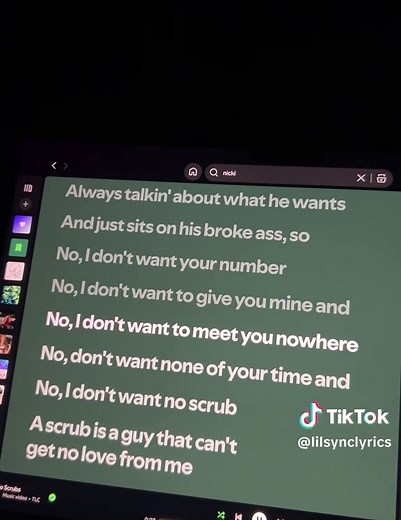 No I don’t want no ___ #tlc #noscrub #lyrics #lipsync | TLC