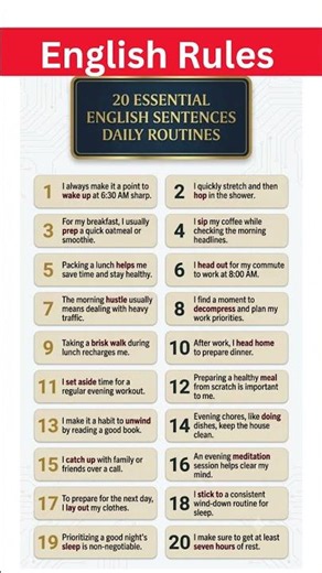 English Speaking Practice | 20 Essential Daily Routine Sentences for Fluent English #esl #english