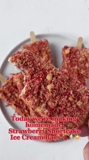 Homemade Strawberry Shortcake Ice Cream Bars Recipe