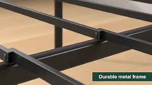 Zinus Lorelai Bettgestell 100x200 cm - Metallbett 100x200 mit Metall-Lattenrost - 33,5 cm Hohe Plattform mit Freiraum Darunter - Kein Boxspringbett Erforderlich - Einfache Montage - Schwarz