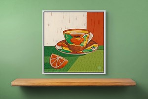 Clarice Cliff Teacup Canvas Print: Blossoms & Oranges Framed Wall Art - Etsy