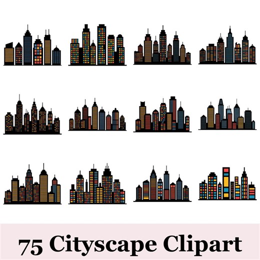 75 City Skyline Clipart Bundle PNG | Urban Skyline Silhouettes | Famous City Buildings Graphics | Travel Cityscape Art | Sublimation - Etsy