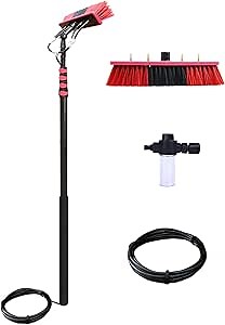 Window Cleaning Water Fed Pole Brush Kit with Soap Dispenser Telescopic Extendable Solar Panel Washing Tool
