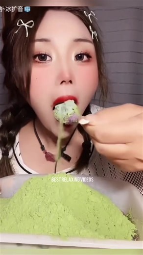 Relaxing ASMR – Clean Green Textured Sounds #matcha #matchaicemukbang #matchaiceeating #matchateapowder #matchapowder