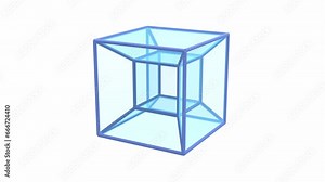fourth dimension tesseract 3d animation, hypercube mathematics hyperplanes motion graphics geometric hologram