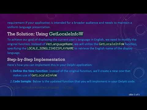 How to Display the Current User's Language in English Using Delphi GetUsersWindowsLanguage