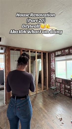 This went a lot better than last time! I know the joints need to be staggered. Slowly learning and loving every minute #diy #drywall #houserenovation #remodel #house