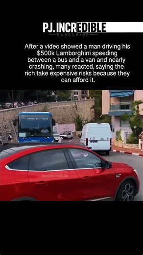 Man speeds $500k Lamborghini between bus and van and nearly crashes #lamborghini
