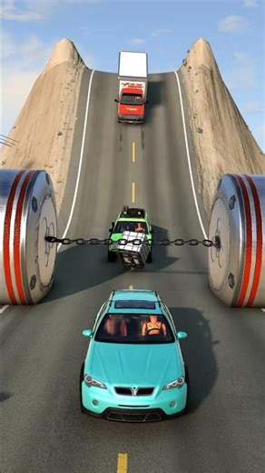 Cars & Cargo Van vs Chained Hydraulic Crush - BeamNG.Drive #shorts #beamngdrive #beamng