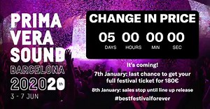 Last 5 days to get your full festival ticket for 180€! ⏰Tic tac... http://bit.ly/2Zr5iJn #bestfestivalforever | Primavera Sound