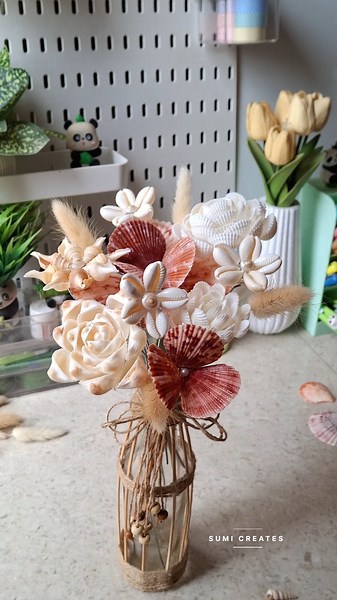 DIY seashell flower bouquet #craftideas #seashellcraft #AestheticDecor #handmade #diycrafts
